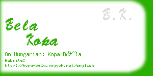 bela kopa business card